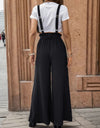 Tied Wide Leg Pants with Shoulder Straps