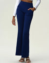 High Waist Flare Leg Pants with Pockets