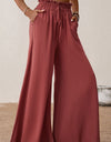 Smocked Paperbag Waist Wide Leg Pants