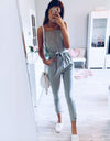 Tied Spaghetti Strap Square Neck Jumpsuit