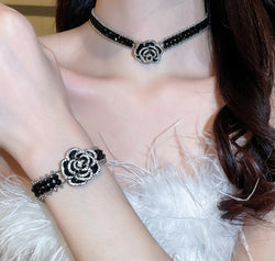 Copper Rhinestone Flower Bracelet