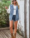 Sleeveless Denim Top with A Detachable Hood