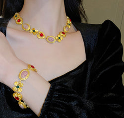 Copper Inlaid Rhinestone Vintage Bracelet