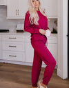 Round Neck Top and Drawstring Pants Lounge Set