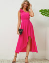 Bow Asymmetrical Neck Sleeveless Dress