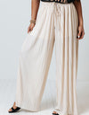 Drawstring Pleated Wide Leg Pants