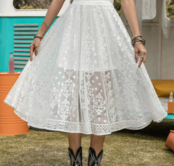 Embroidered Elastic Waist Skirt