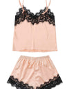 Lace Detail Spaghetti Strap Top and Shorts Lounge Set