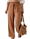 Drawstring Smocked Waist Wide Leg Pants