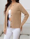 Round Neck Cable-Knit Buttoned Knit Top