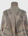 Fringe Detail Open Front Poncho