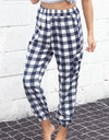 Plaid Elastic High Waist Cargo Pants