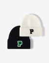 Letter Patch Cuffed Knit Beanie