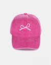 Zenana Bow Embroidered Washed Cotton Caps