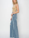 RISEN Mid Rise Button Fly Wide Leg Jeans