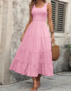 Smocked Scoop Neck Sleeveless Tank Dress