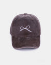 Zenana Bow Embroidered Washed Cotton Caps