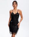 Sequin V-Neck Wrap Cami Dress