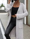 Dropped Shoulder Long Sleeve Cardigan with Pocket