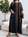 Plus Size Striped Maxi Dress with Pockets