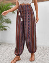 Tassel Printed High Waist Pants