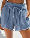 Drawstring Raw Hem Shorts