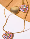 Rhinestone Decor Heart Box Pendant Necklace