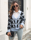 Houndstooth Button Down Cardigan