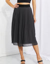 Zenana Full Size Romantic At Heart Pleated Chiffon Midi Skirt