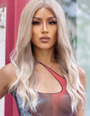 13*2" Lace Front Wigs Synthetic Long Wave 24" 150% Density in Medium Blonde Highlights