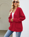 Open Front Long Sleeve Cardigan with Pockets