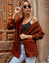 Ribbed Open Front Long Sleeve Cardigan