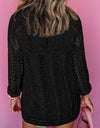 Openwork Open Front Long Sleeve Cardigan