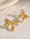 16K Gold-Plated Stainless Steel Bow Earrings