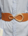 Ribbed Alloy Buckle Elastic Belt