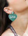 LOVE Beaded Heart Earrings