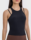 Cutout Round Neck Racerback Active Tank