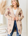 Star Pattern Open Front Longline Cardigan