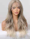 13*2" Lace Front Wigs Synthetic Long Wave 24" 150% Density in Medium Blonde Highlights