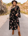 Plus Size Floral Flare Sleeve Dress