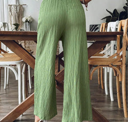 Pocketed Elastic Waist Wide Leg Pants
