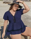 Plus Size Peplum V-Neck Short Sleeve Blouse