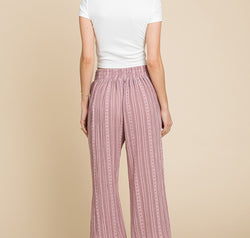 Cotton Bleu by Nu Lab Striped Elastic Waist Wide Leg Pants