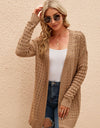 Openwork Horizontal Ribbing Open Front Cardigan