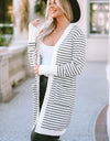 Striped Open Front Longline Cardigan