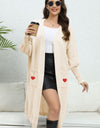 Lantern Sleeve Open Front Pocketed Cardigan