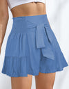 Smocked Tie-Front High-Rise Shorts