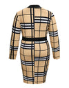 Plus Size Plaid V-Neck Long Sleeve Wrap Dress