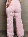 RISEN Raelene Full Size High Waist Wide Leg Jeans in Light Pink