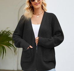 Open Front Long Sleeve Cardigan with Pockets